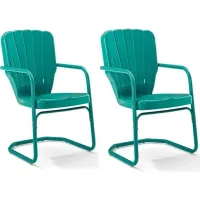 Crosley Furniture® Ridgeland 2-Piece Turquoise Gloss Outdoor Metal Armchair Set