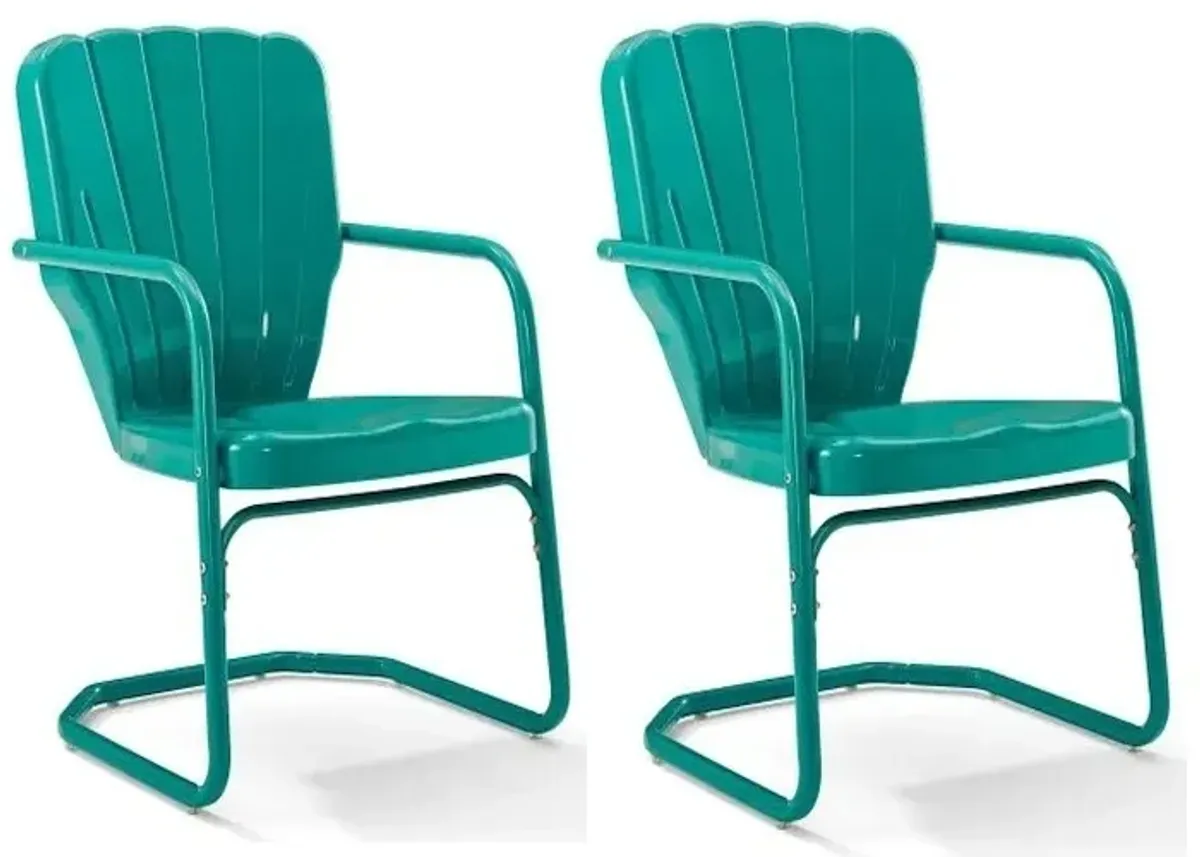 Crosley Furniture® Ridgeland 2-Piece Turquoise Gloss Outdoor Metal Armchair Set