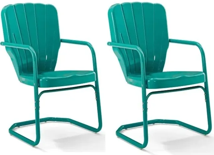 Crosley Furniture® Ridgeland 2-Piece Turquoise Gloss Outdoor Metal Armchair Set