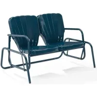 Crosley Furniture® Ridgeland Navy Gloss Outdoor Metal Loveseat Glider