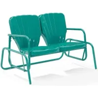 Crosley Furniture® Ridgeland Turquoise Gloss Outdoor Metal Loveseat Glider