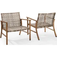 Crosley Furniture® Ridley 2-Piece Brown/Distressed Gray Outdoor Armchair Set