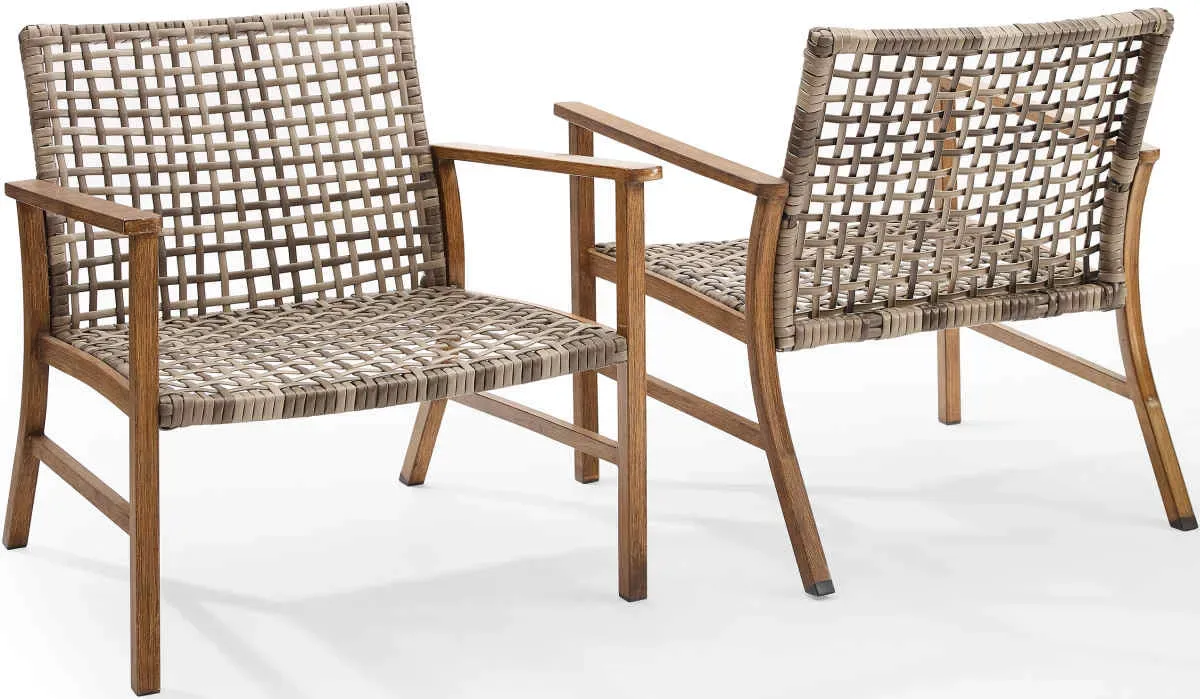 Crosley Furniture® Ridley 2-Piece Brown/Distressed Gray Outdoor Armchair Set