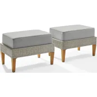 Crosley Furniture® Capella 2-Piece Gray/Acorn Outdoor Ottoman Set