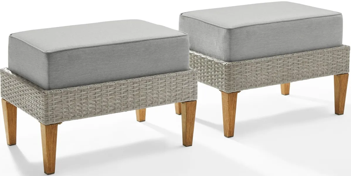 Crosley Furniture® Capella 2-Piece Gray/Acorn Outdoor Ottoman Set