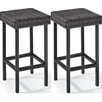 Crosley Furniture® Palm Harbor 2-Piece Weathered Gray Outdoor Wicker Counter Height Bar Stool Set