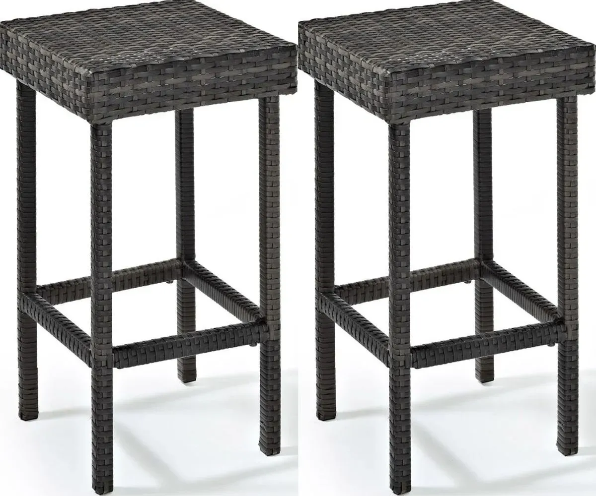 Crosley Furniture® Palm Harbor 2-Piece Weathered Gray Outdoor Wicker Counter Height Bar Stool Set