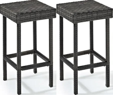 Crosley Furniture® Palm Harbor 2-Piece Weathered Gray Outdoor Wicker Counter Height Bar Stool Set