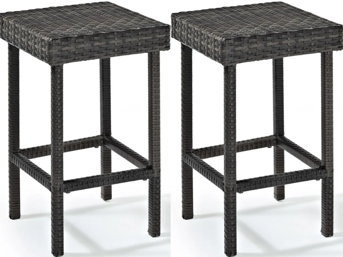 Crosley Furniture® Palm Harbor 2-Piece Weathered Gray Outdoor Wicker Bar Height Bar Stool Set