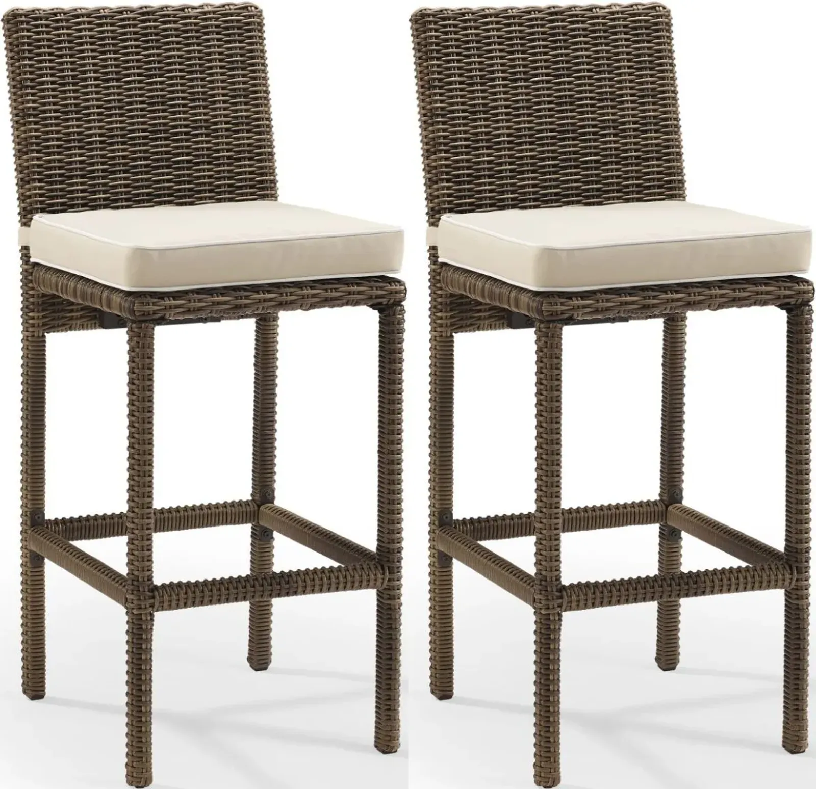 Crosley Furniture® Bradenton 2-Piece Sand Outdoor Wicker Bar Height Stool Set