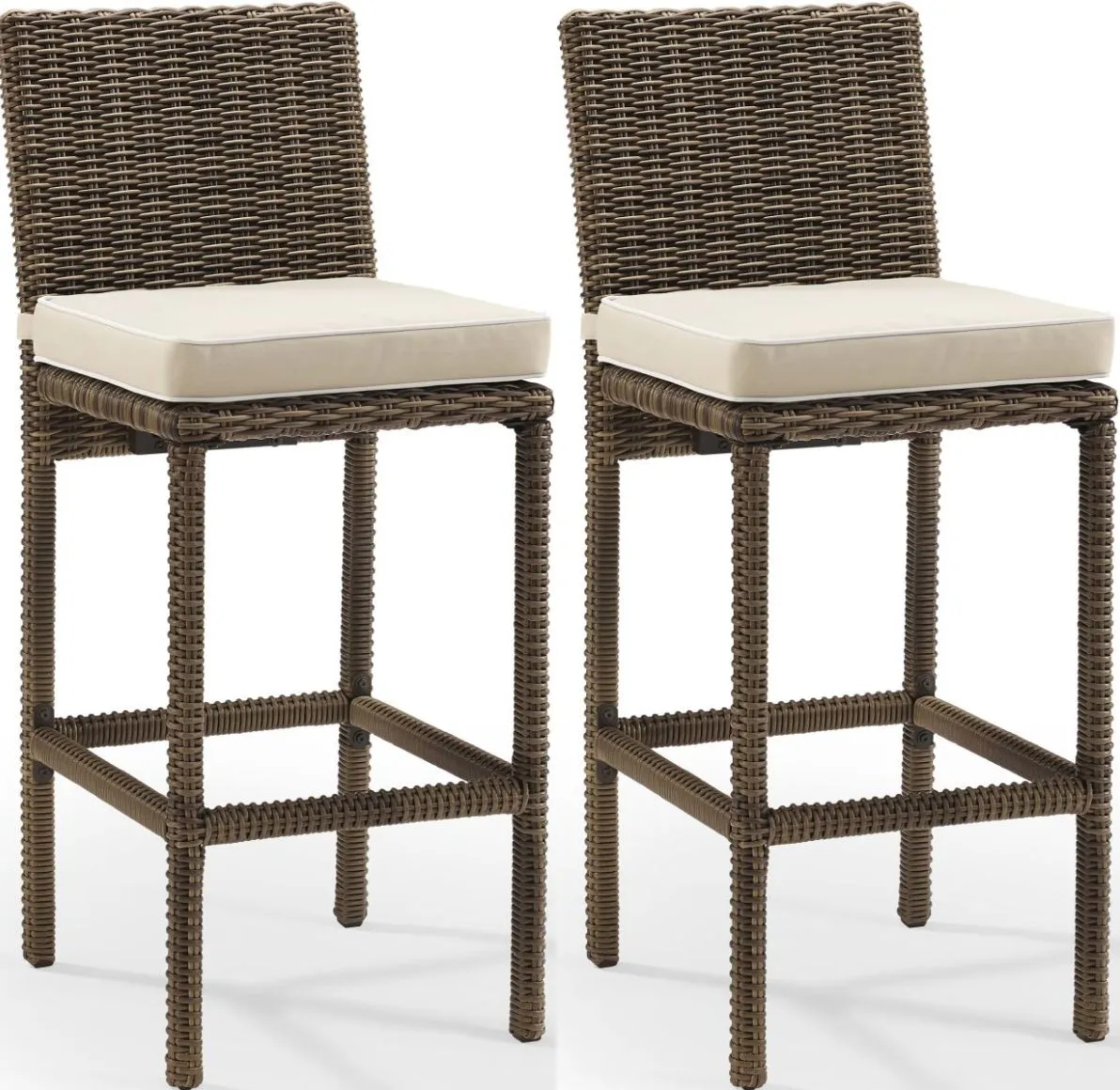 Crosley Furniture® Bradenton 2-Piece Sand Outdoor Wicker Bar Height Stool Set