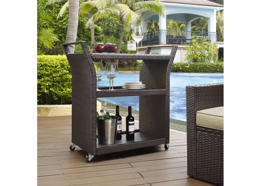 Crosley Furniture® Palm Harbor Brown Outdoor Wicker Bar Cart