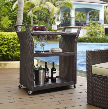 Crosley Furniture® Palm Harbor Brown Outdoor Wicker Bar Cart