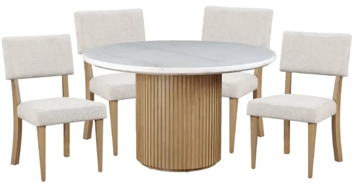 Steve Silver Co. Colvin 5-Piece White Dining Set with Toffee Base