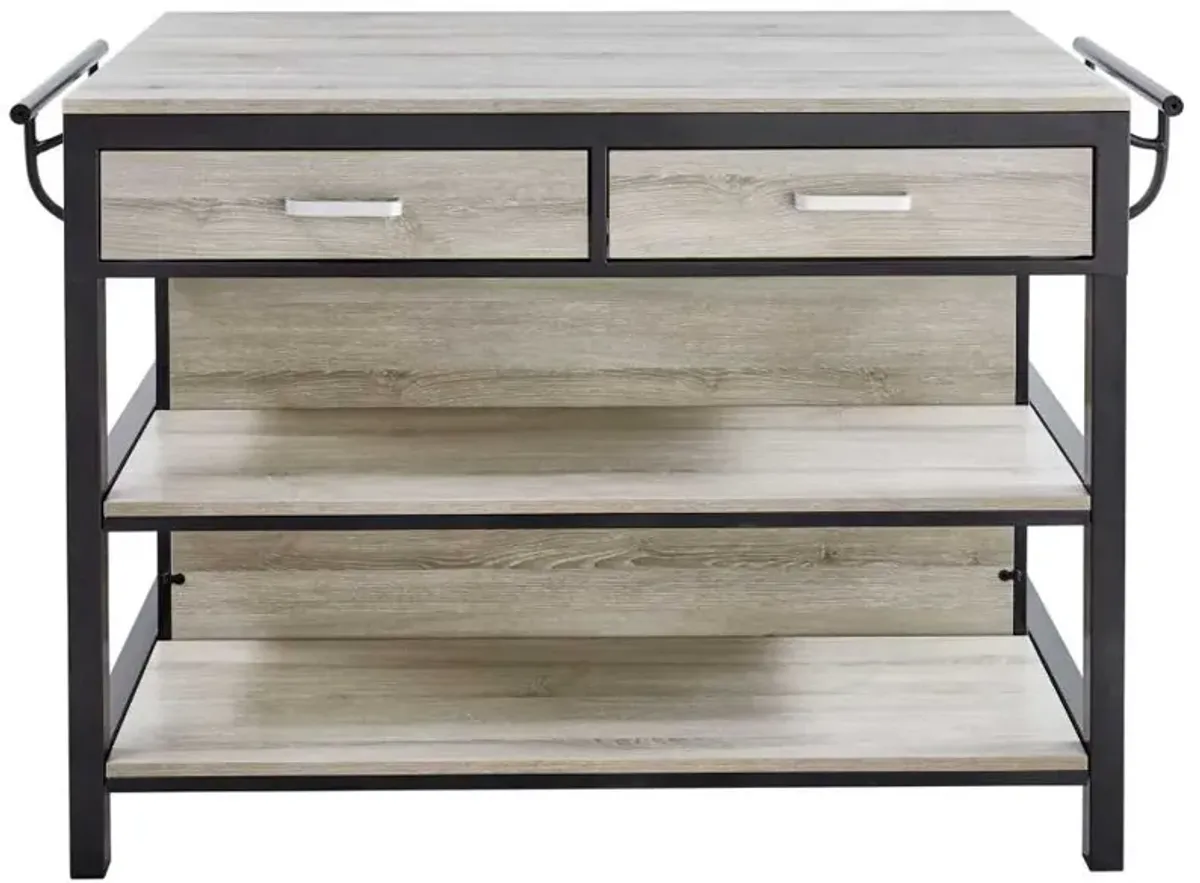 Steve Silver Co. Carson Weathered Driftwood Counter Kitchen Table with Black Base