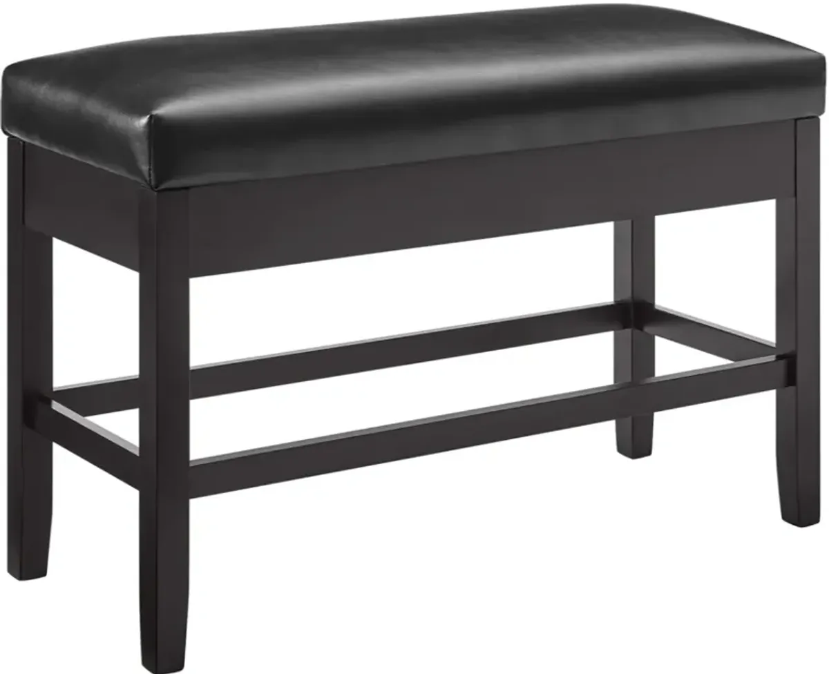 Steve Silver Co. Carrara Black/Ebony Upholstered Storage Counter Bench