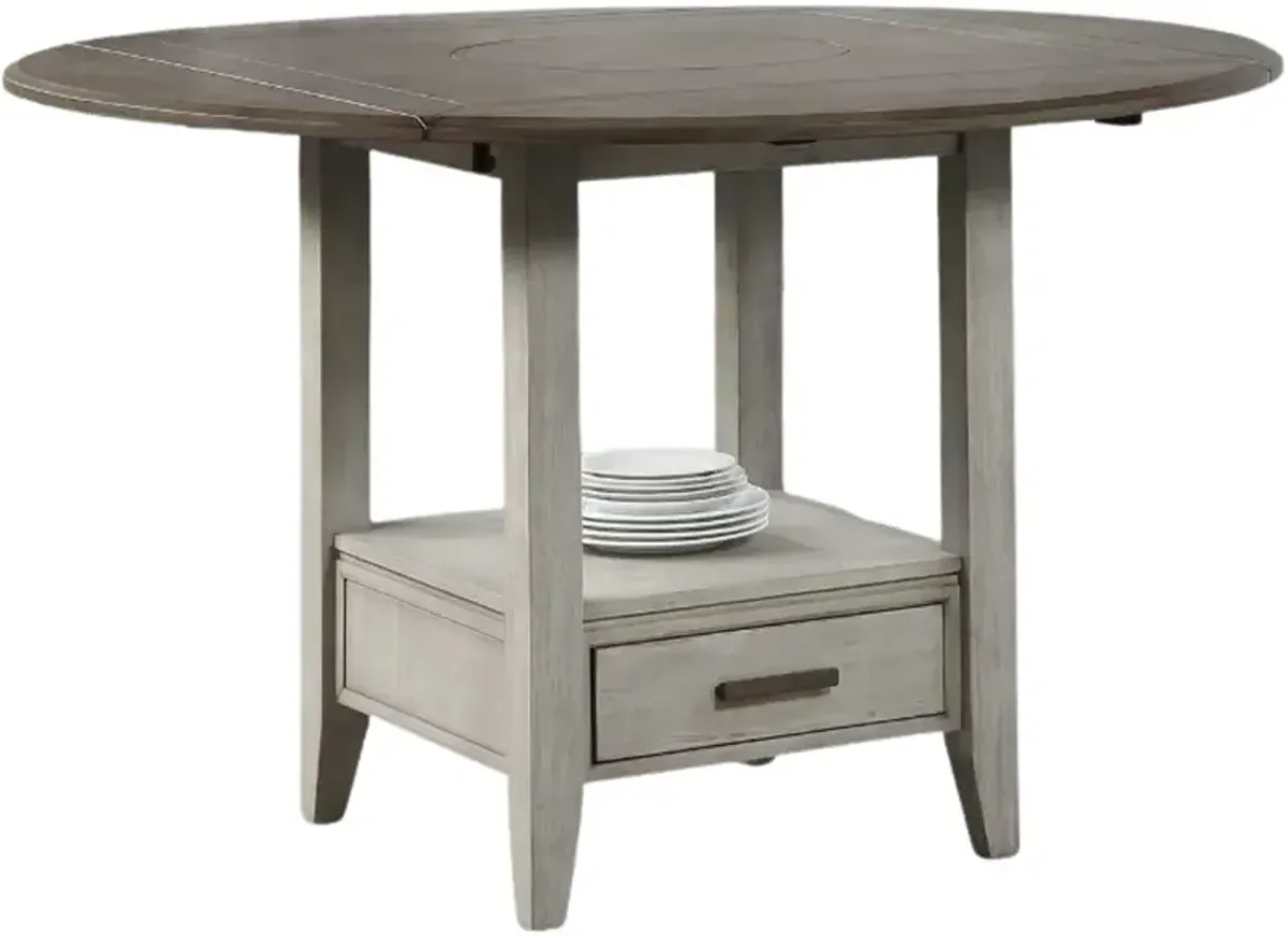 Steve Silver Co. Abacus Putty Round Counter Height Dining Table with Smoky Alabaster Base