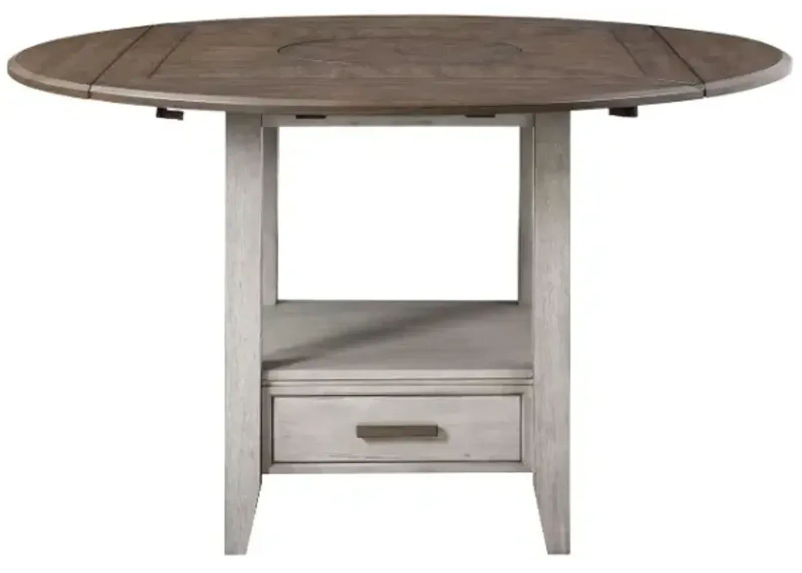 Steve Silver Co. Abacus Putty Round Drop-Leaf Storage Table with Smoky Alabaster Base