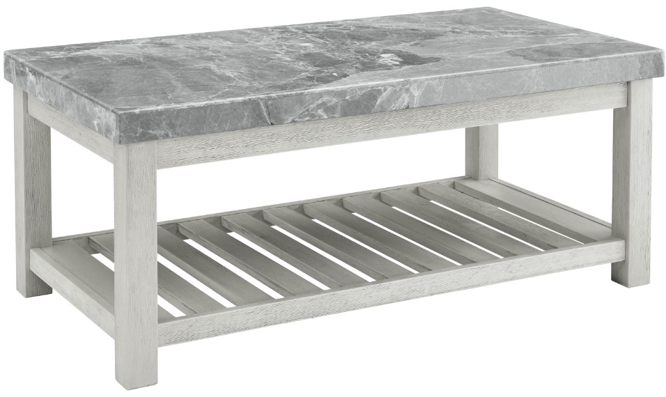 Steve Silver Co. Canova Gray Marble Top Coffee Table with Cathedral White Base