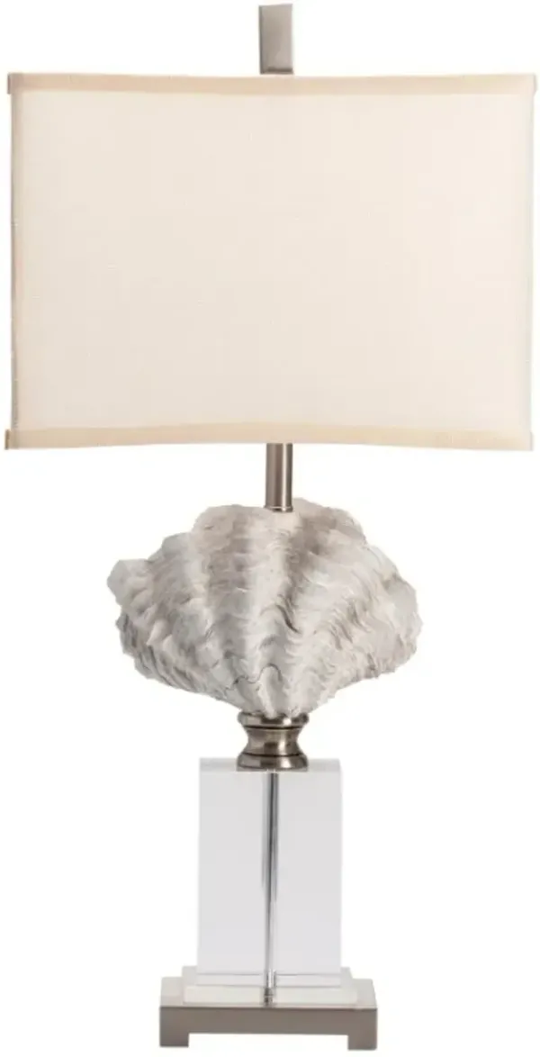Crestview Collection Crystal Beach Beige/Nickel/White Table Lamp
