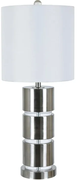 Crestview Collection Casey Brushed Steel/White Lamp Table with Nightlight