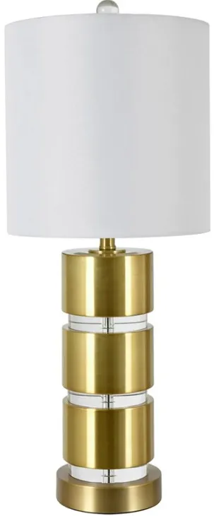Crestview Collection Casey Brushed Gold/White Lamp Table with Nightlight