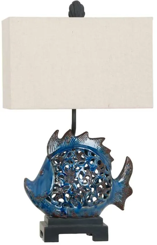 Crestview Collection Scales Dark Turquoise Table Lamp