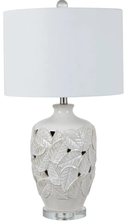 Crestview Collection Coastal Leaf Off-White/White Table Lamp