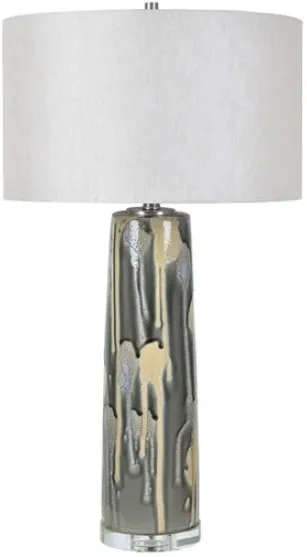 Crestview Collection Zora Crystal Grey/Gold Glazed Drip Table Lamp