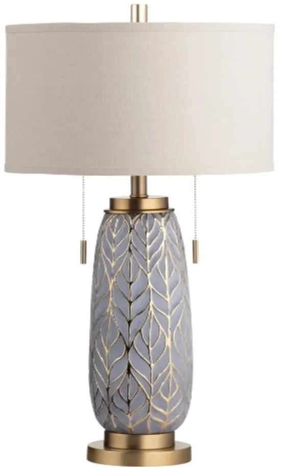 Crestview Collection Nessa Gray Carved Leaves Twin Pull Chains Table Lamp