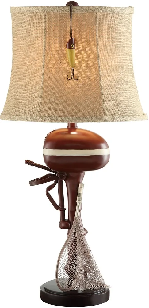 Crestview Collection Motor Boating Red & Antique White Table Lamp