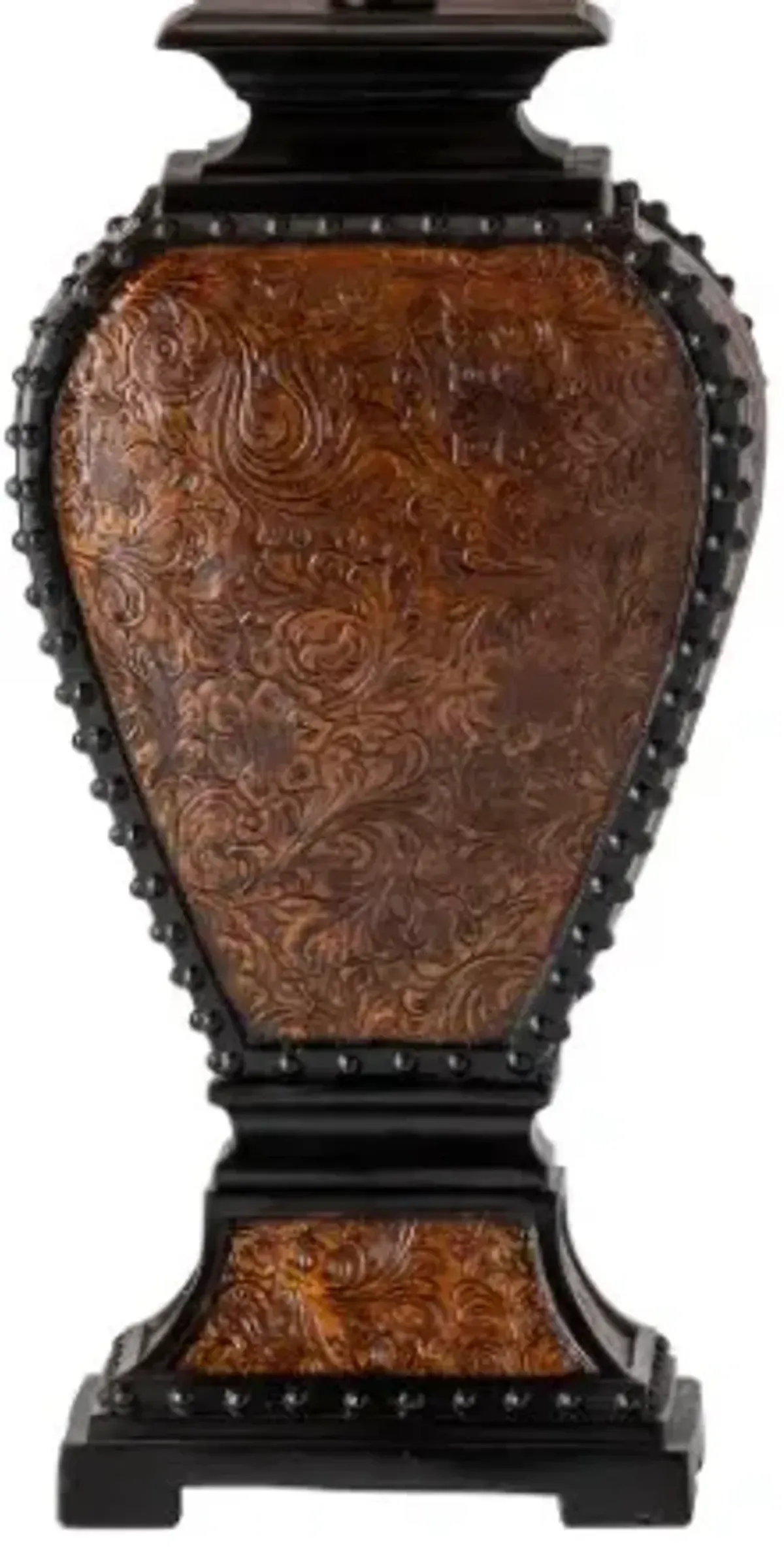 Crestview Collection Resin Tooled Leather Black/Brown/Tan Table Lamp