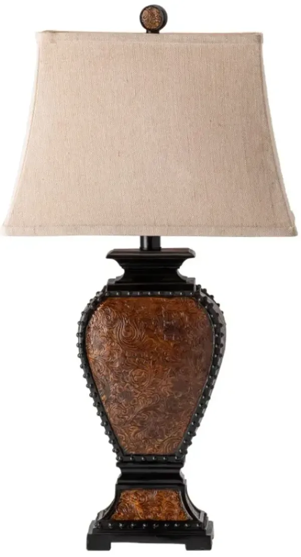 Crestview Collection Resin Tooled Leather Black/Brown/Tan Table Lamp