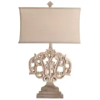 Crestview Collection Filigree Rustic White Grey Table Lamp