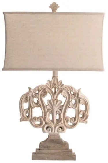 Crestview Collection Filigree Rustic White Grey Table Lamp