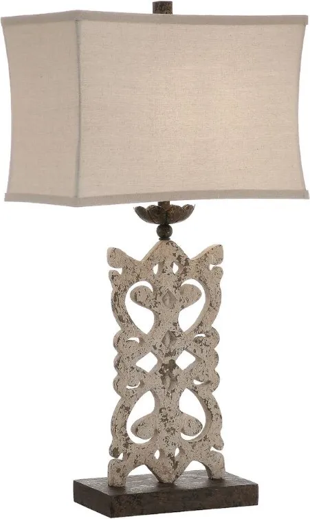 Crestview Collection Mariposa Aged White/Beige White Table Lamp