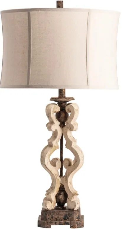 Crestview Collection Mariposa Corner Bronze/Off-White Table Lamp