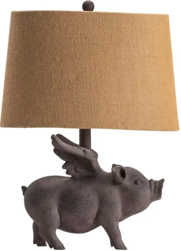 Crestview Collection Hogs Fly Antique Iron/Light Brown Table Lamp