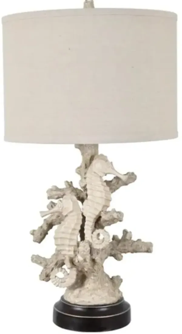 Crestview Collection Sea Horse Coastal Sand/Bronze Table Lamp