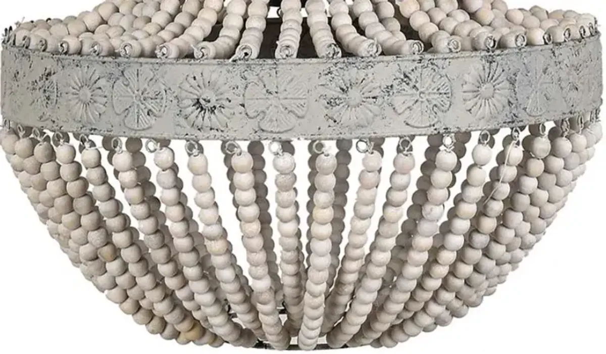Crestview Collection Andrea White Washed Wood & Grey Washed Metal Chandelier