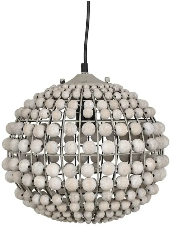 Crestview Collection Lauren Pendant White Washed Wood & Grey Washed Metal Pendant