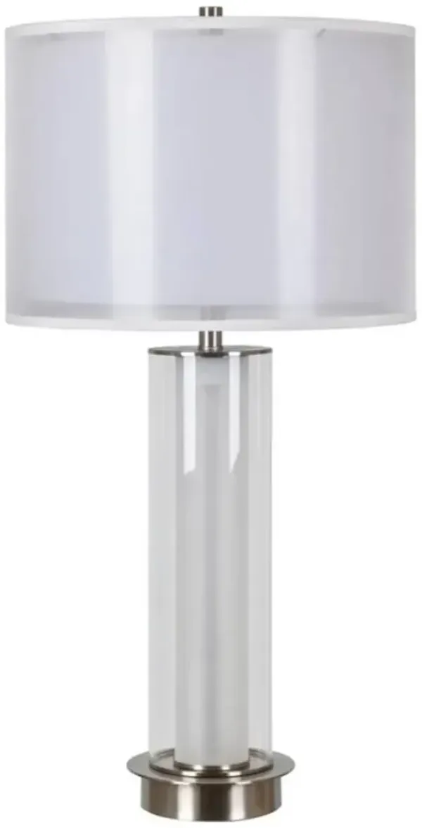 Crestview Collection Serra Nickel Glass Table Lamp with Night Light