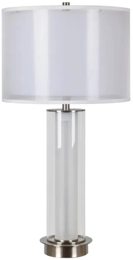 Crestview Collection Serra Nickel Glass Table Lamp with Night Light