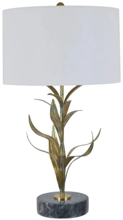Crestview Collection Kendrick Antique Gold/White Free Form Leaves Table Lamp