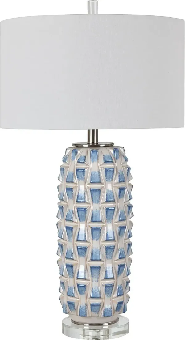Crestview Collection Hayes Blue/Stainless Steel/White Table Lamp
