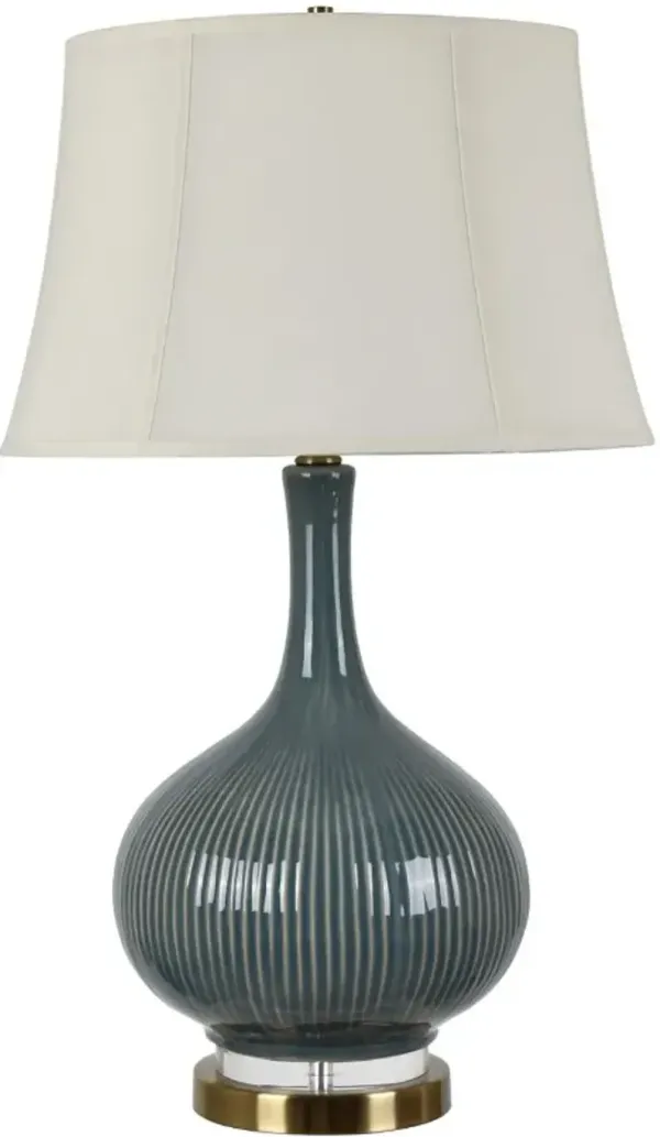 Crestview Collection Sawyer Blue-Green/Gold/Off-White Ceramic Table Lamp