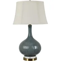 Crestview Collection Sawyer Blue-Green/Gold/Off-White Ceramic Table Lamp