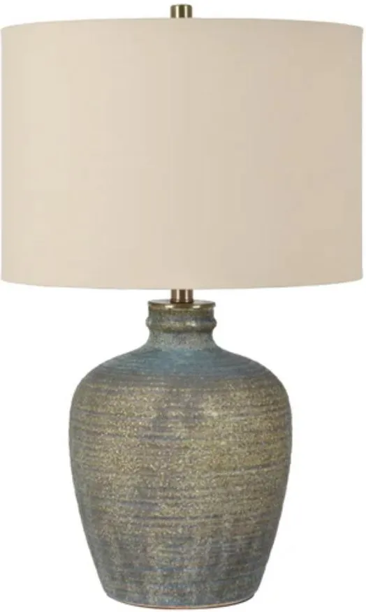Crestview Collection Blaze Earthenware Beige/Blue Table Lamp