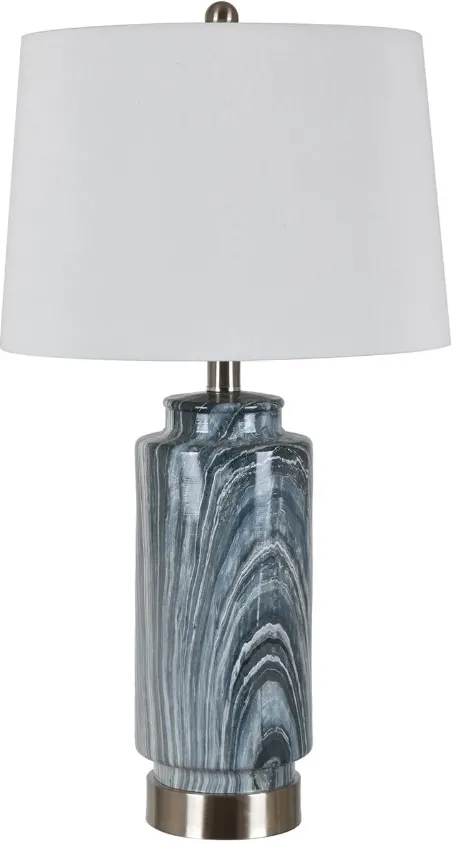 Crestview Collection Brentwood Blue/Stainless Steel/White Table Lamp
