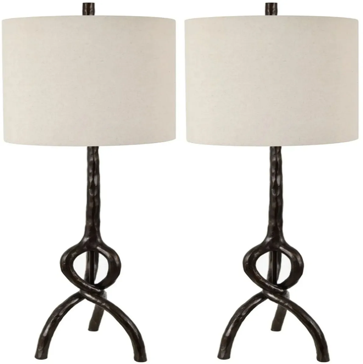 Crestview Collection Twisted Root 2-Piece Black Table Lamp Set